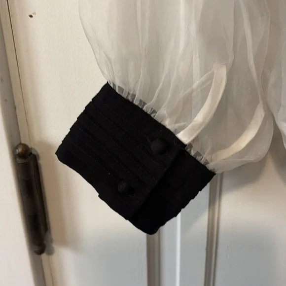 Black and white Embroidered sheer top - Picture 3 of 4